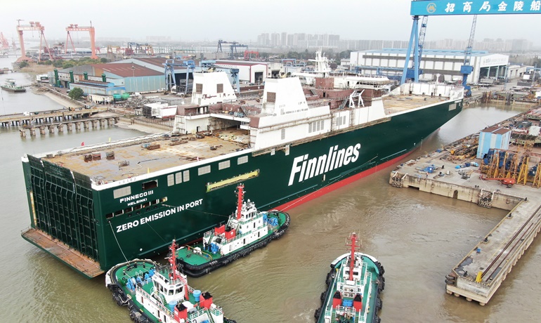 FINNECO III launched in China Merchants Jinling Shipyard © Finnlines FINNECO III launched in China Merchants Jinling Shipyard © Finnlines