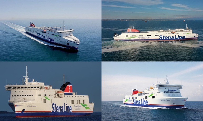 Clockwise from top left: STENA BALTICA, STENA SCANDICA, STENA LIVIA and STENA FLAVIA will all be outfitted with Yara Marine's shore power solution.
