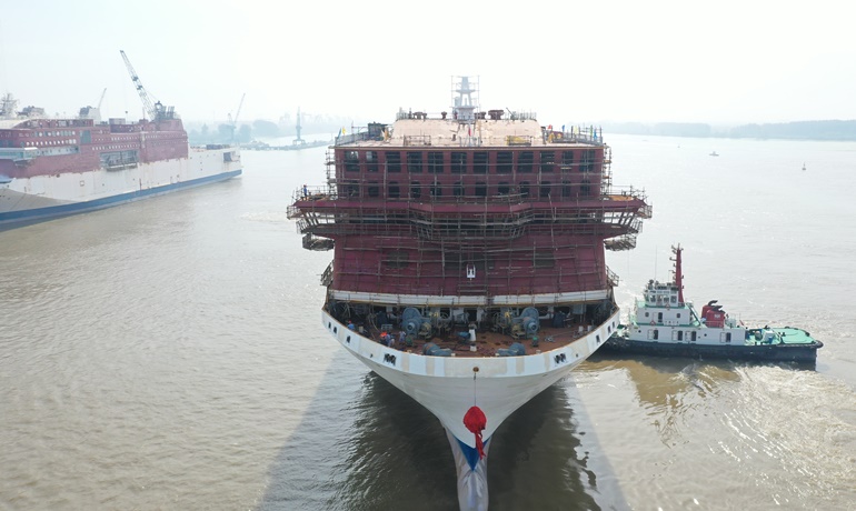 TT-Line's second dual fuel ro-pax joins sister ship NILS HOLGERSSON alongside the outfitting quay. © TT-Line TT-Line's second dual fuel ro-pax joins sister ship NILS HOLGERSSON alongside the outfitting quay. © TT-Line