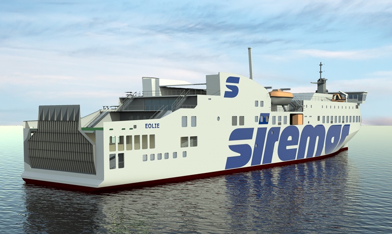The new ferry will be slightly larger than Caronte & Tourist’s EOLIE, currently built at Sefine Shipyard © NAOS Ship and Boat Design
