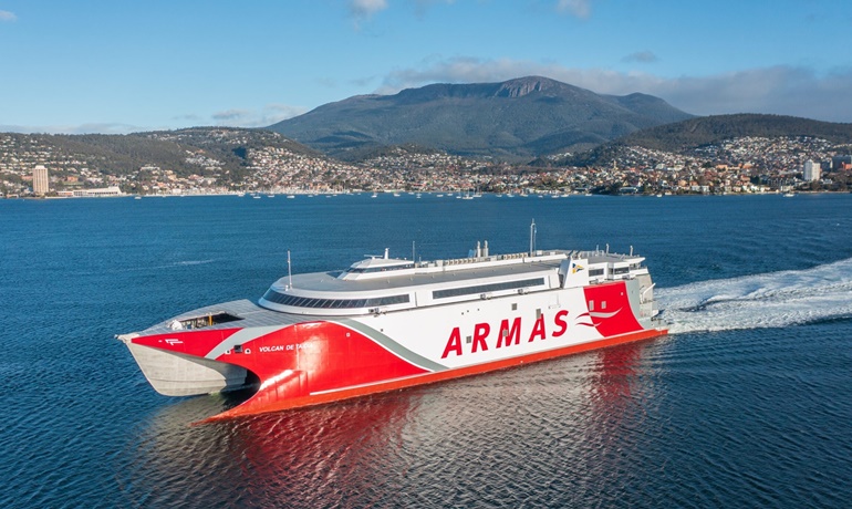 Incat hull 93 on its way to the Canary Islands © Naviera Armas Incat hull 93 on its way to the Canary Islands © Naviera Armas