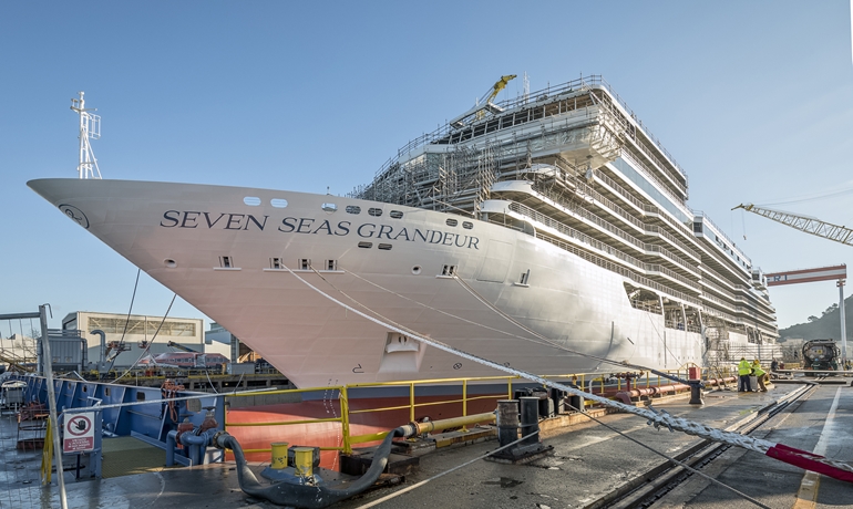 Luxury Cruise Ship SEVEN SEAS GRANDEUR Floated Out Luxury Cruise Ship