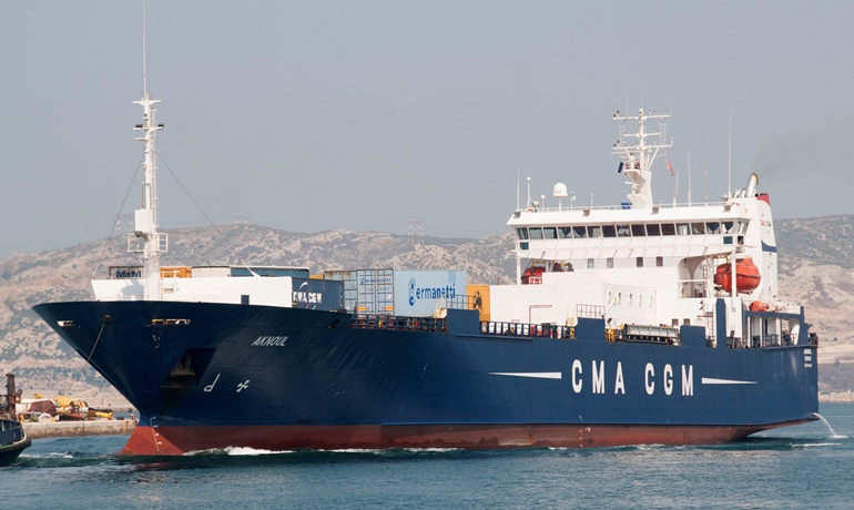 CMA CGM's new weekly Marseille-Barcelona-Casablanca ro-ro service will be operated by the 16.5-knot AKNOUL. © Frank Lose CMA CGM's new weekly Marseille-Barcelona-Casablanca ro-ro service will be operated by the 16.5-knot AKNOUL. © Frank Lose