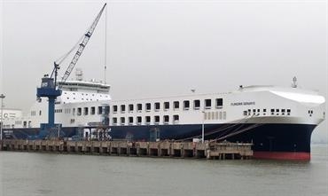 Living up to her name, FLANDRIA SEAWAYS will operate from the Flemish port of Zeebrugge. © Jens Peter Baltsersen-DFDS