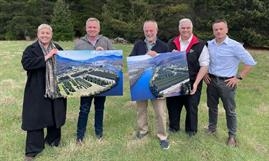 Pictured Left to Right: Derwent Valley Mayor Michelle Dracoulis, Tasmanian Premier Jeremy Rockliff, Incat Chairman Robert Clifford, Federal Labor Member for Lyons Brian Mitchell, Incat CEO Stephen Casey