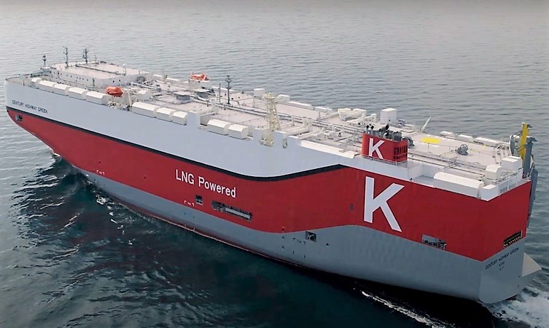 CENTURY HIGHWAY GREEN is the first LNG-powered PCTC in the K Line fleet. © K Line