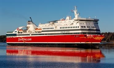 Fjord Line’s OSLOFJORD normally operates between Strömstad and Sandefjord. She will now instead restart traffic between Langesund and Hirtshals with one daily roundtrip. © Marko Stampehl