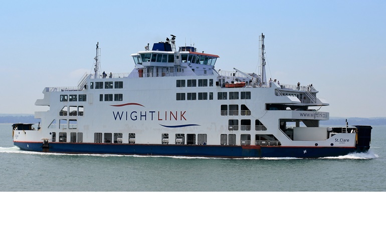 Steel cutting has started for Wightlink's new Portsmouth-Fishbourne service  vessels where the current largest unit is ST.CLARE, dating from 2001. Photo © Wightlink)