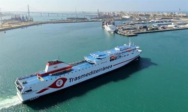 The Visentini-built CIUDAD DE VALENCIA left for her maiden voyage from Cádiz to the Canary Islands on 11 August. © Armas-Trasmediterránea