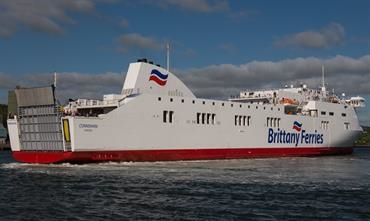 CONNEMARA, still displaying the old Brittany Ferries livery, will be withdrawn from service on 7 September. © Frank Lose