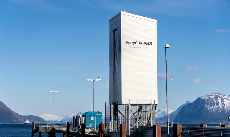 A similiar NES ferry charging station in Hareid, Norway © NES